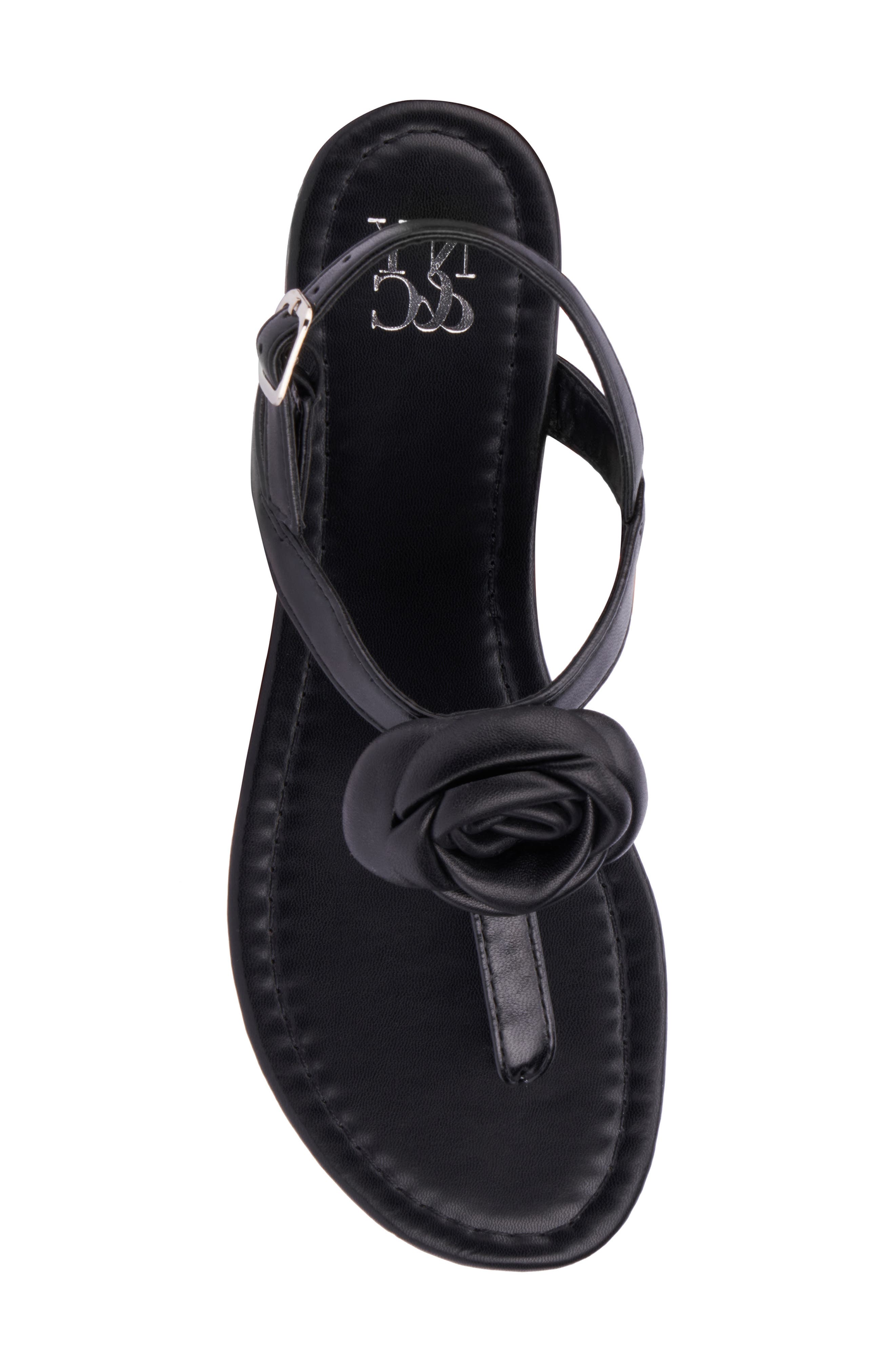 NEW YORK AND COMPANY Rosette Thong Sandal, Alternate, color, Black
