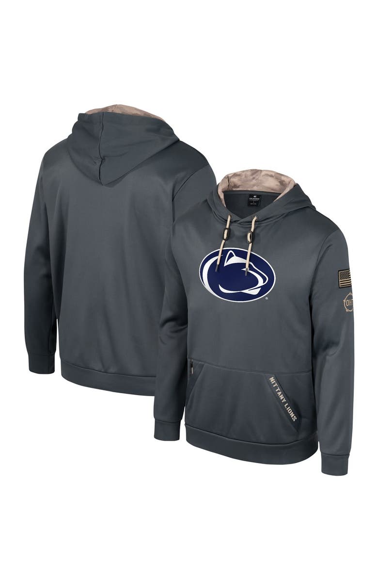 COLOSSEUM Men's Colosseum Charcoal Penn State Nittany Lions OHT Military Appreciation Pullover Hoodie, Alternate, color, 