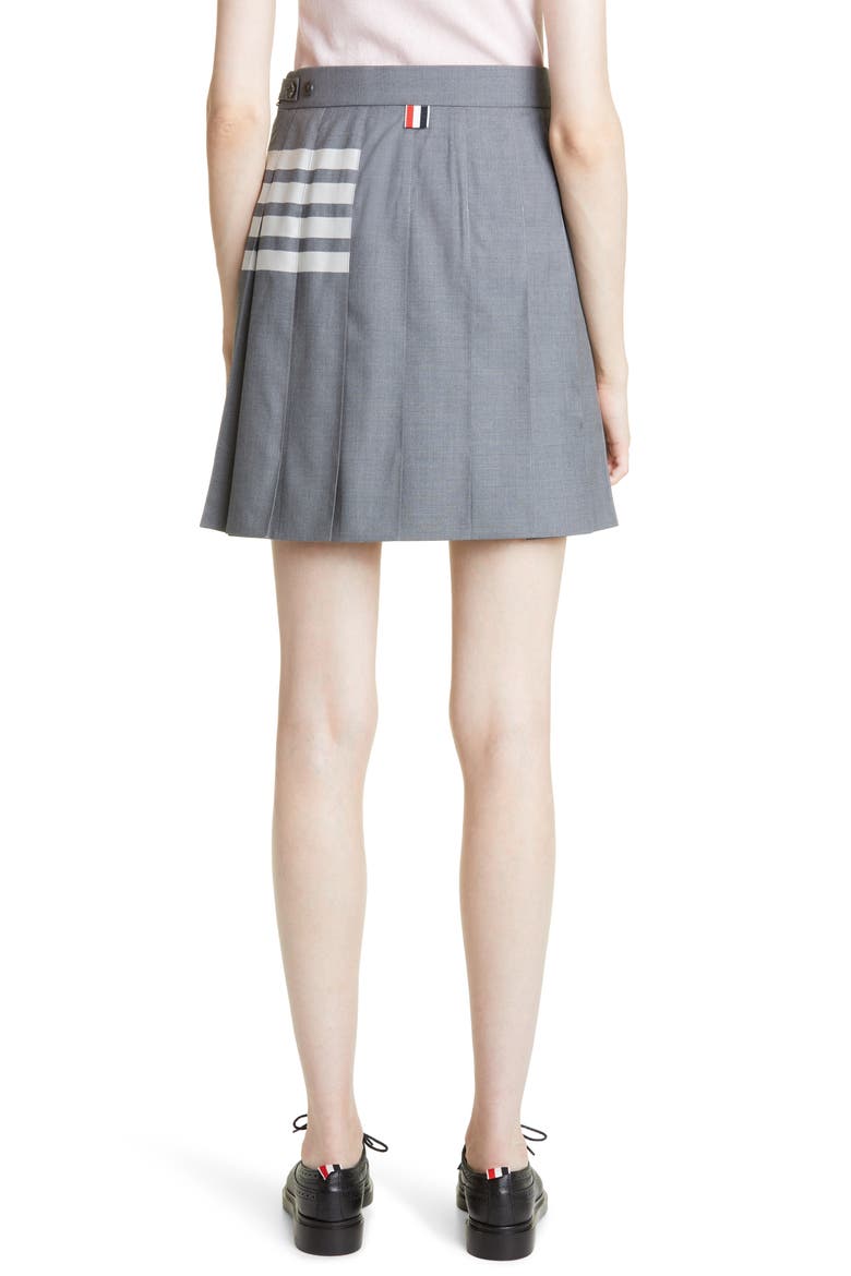Drop Back Pleated Wool Miniskirt, Alternate, color, MEDIUM GREY