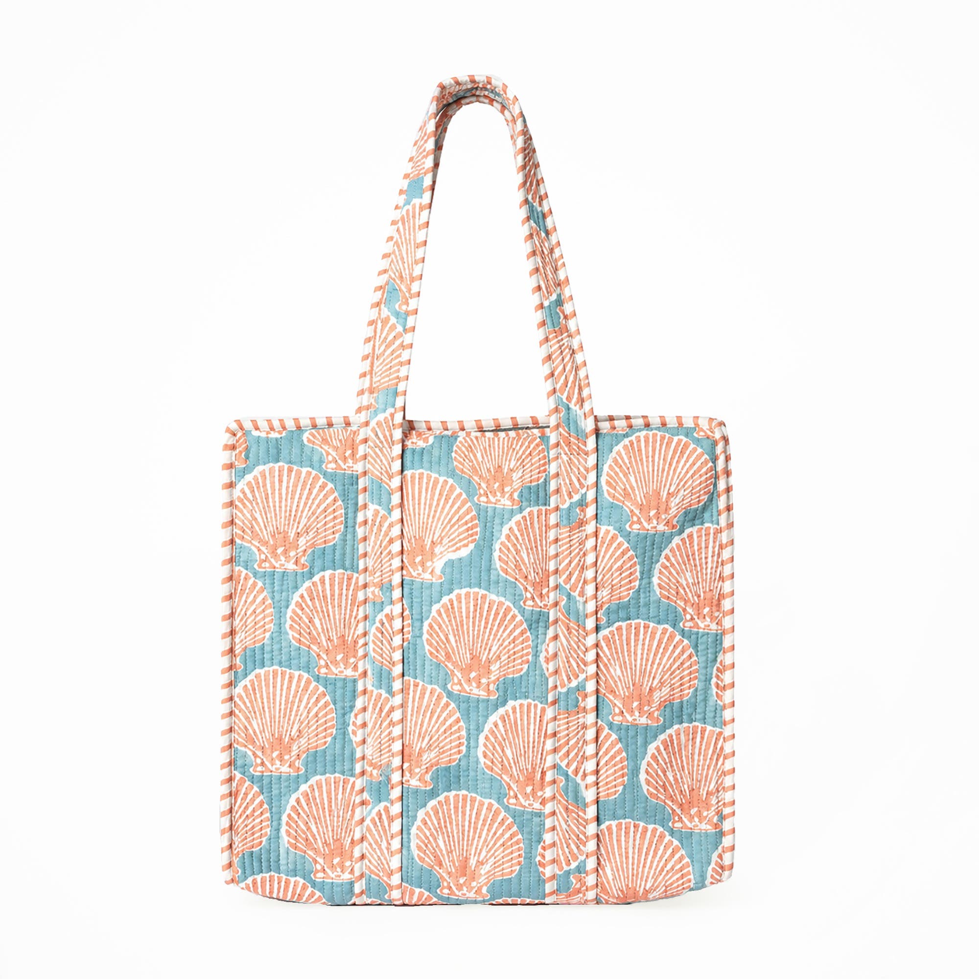 Shells Tote Bag, Alternate, color, Peach, Blue