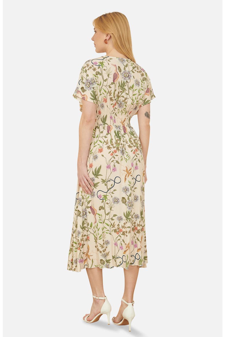 Short Sleeve V-Neck Ruched Midi Dress, Alternate, color, White