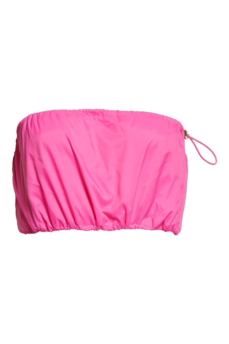 Gigi Crop Strapless Drawstring Detail Recycled Nylon Top, Alternate, color, BOUGAINVILLEA