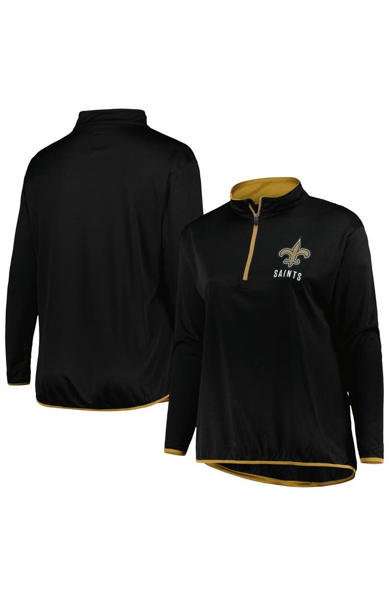 FANATICS Women's Fanatics Branded Black New Orleans Saints Plus Size Worth the Drive Quarter-Zip Top, Main, color, 