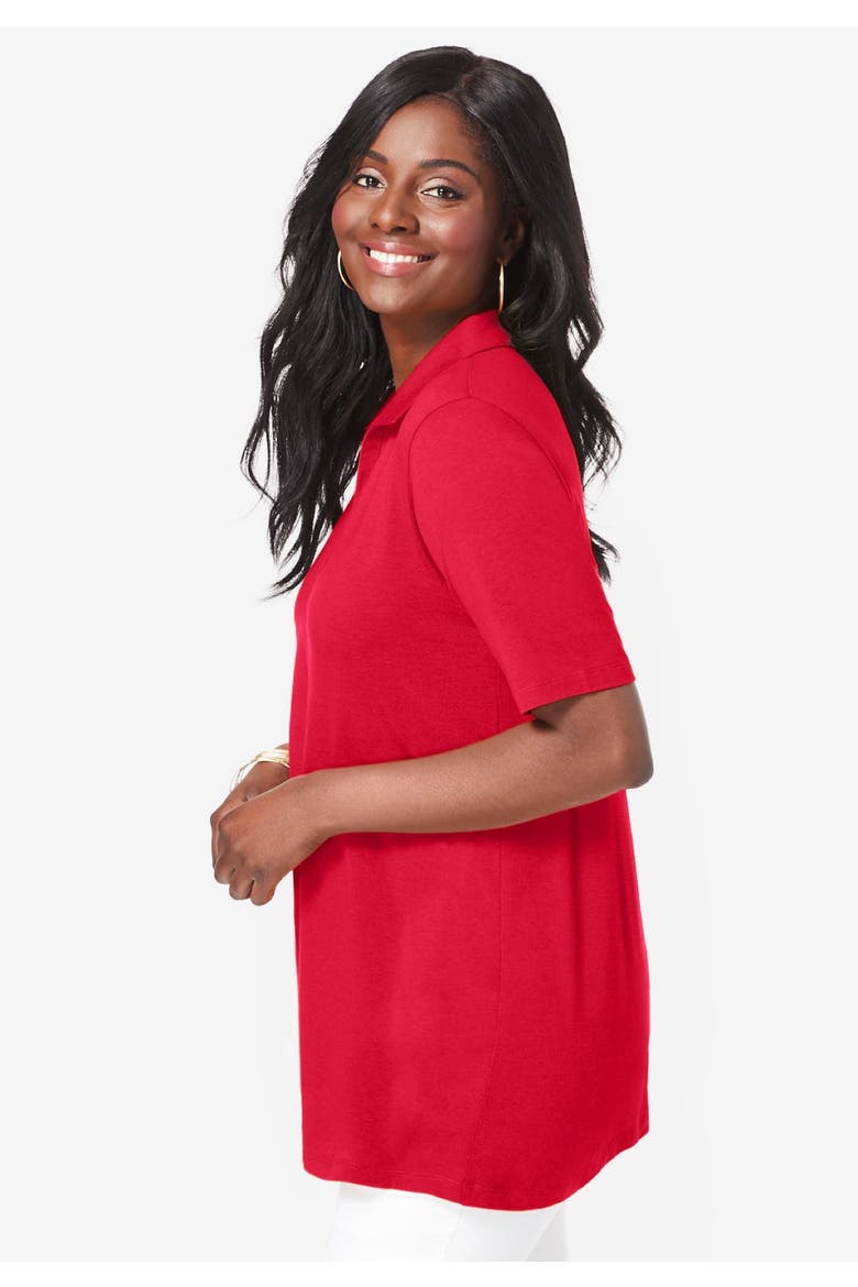 Stretch Cotton Polo Tee, Alternate, color, TEA ROSE