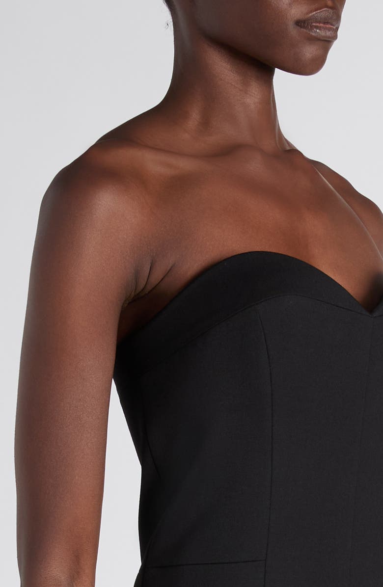McQueen Strapless Wool Corset Jumpsuit, Alternate, color, Black
