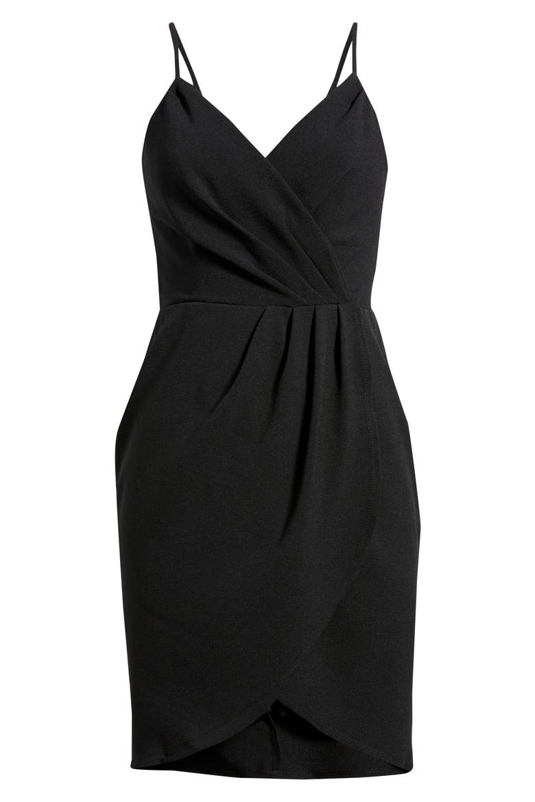Pleated Cocktail Dress, Alternate, color, BLACK