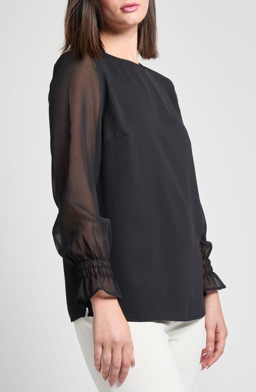 Ming Wang Crêpe De Chine Poet Top In Black