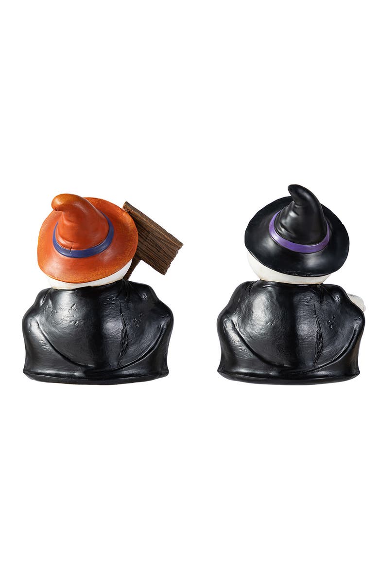 Glitzhome Set of 2 Halloween Resin Skeleton Frogs Table Decor, Alternate, color, White