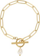 Adornia 18k Gold Plate Pearl Toggle Bracelet