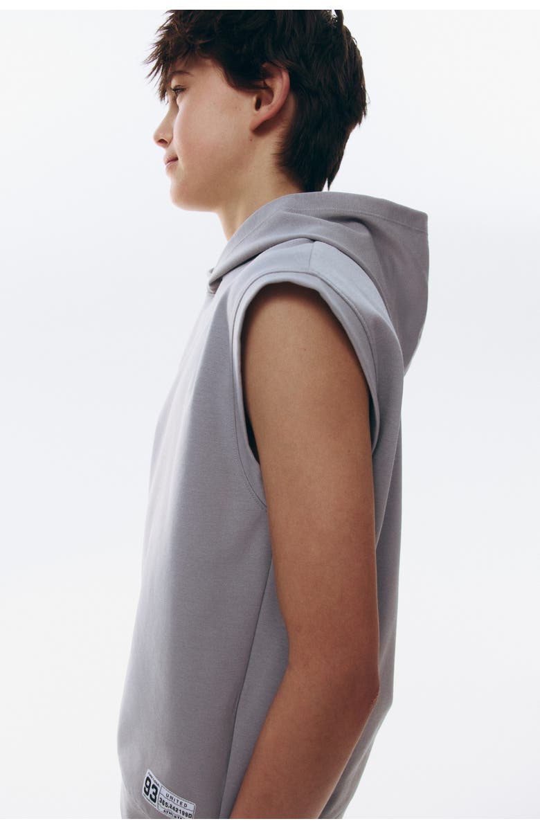 H&M Sleeveless sports hoodie and shorts with drymove, Alternate, color, Light Gray