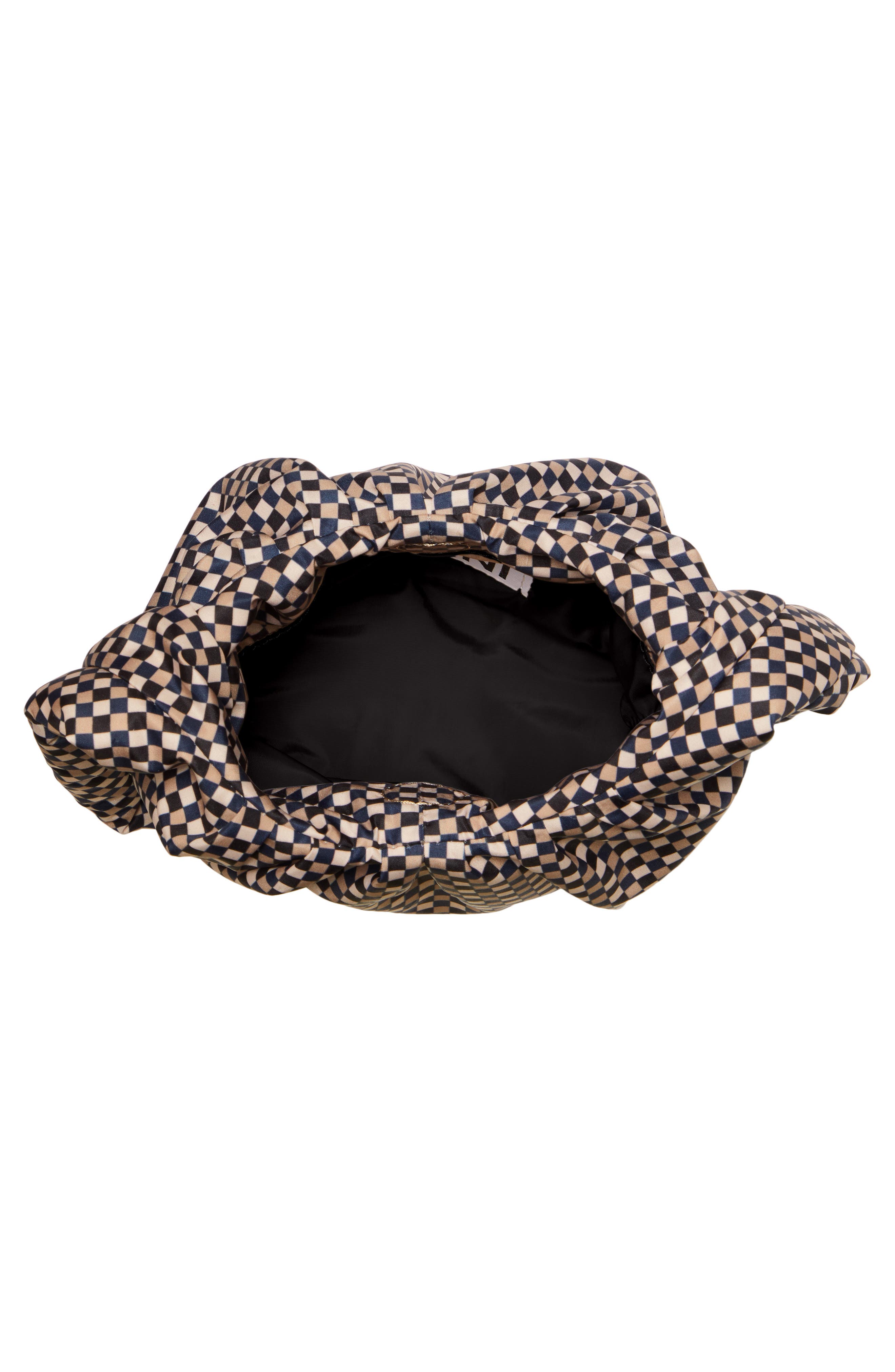 Ganni Mini Check Padded Hobo Bag, Alternate, color, 