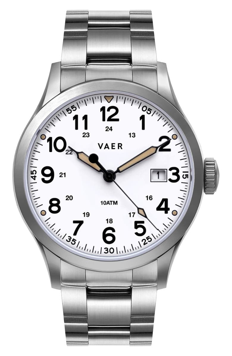 VAER S5 Field Bracelet Watch, 40mm, Main, color, White
