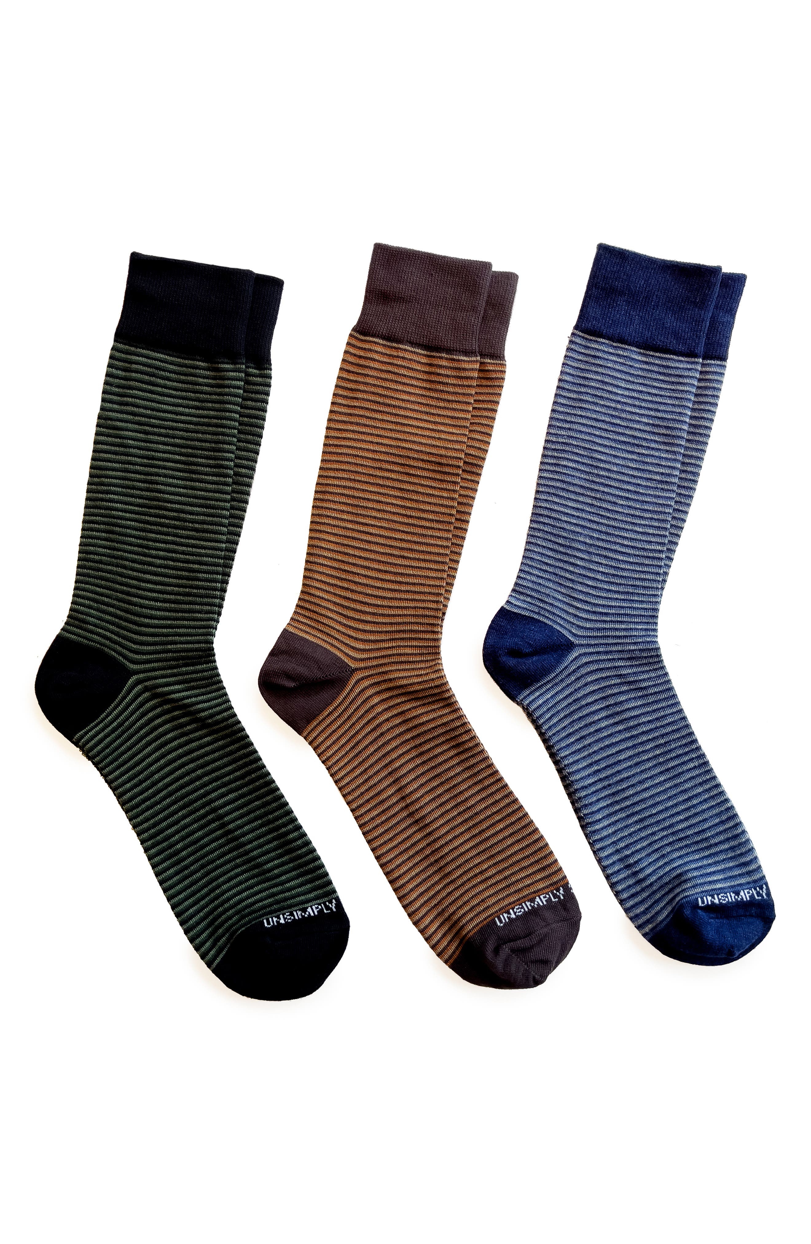Assorted 3-Pack Striped Crew Socks