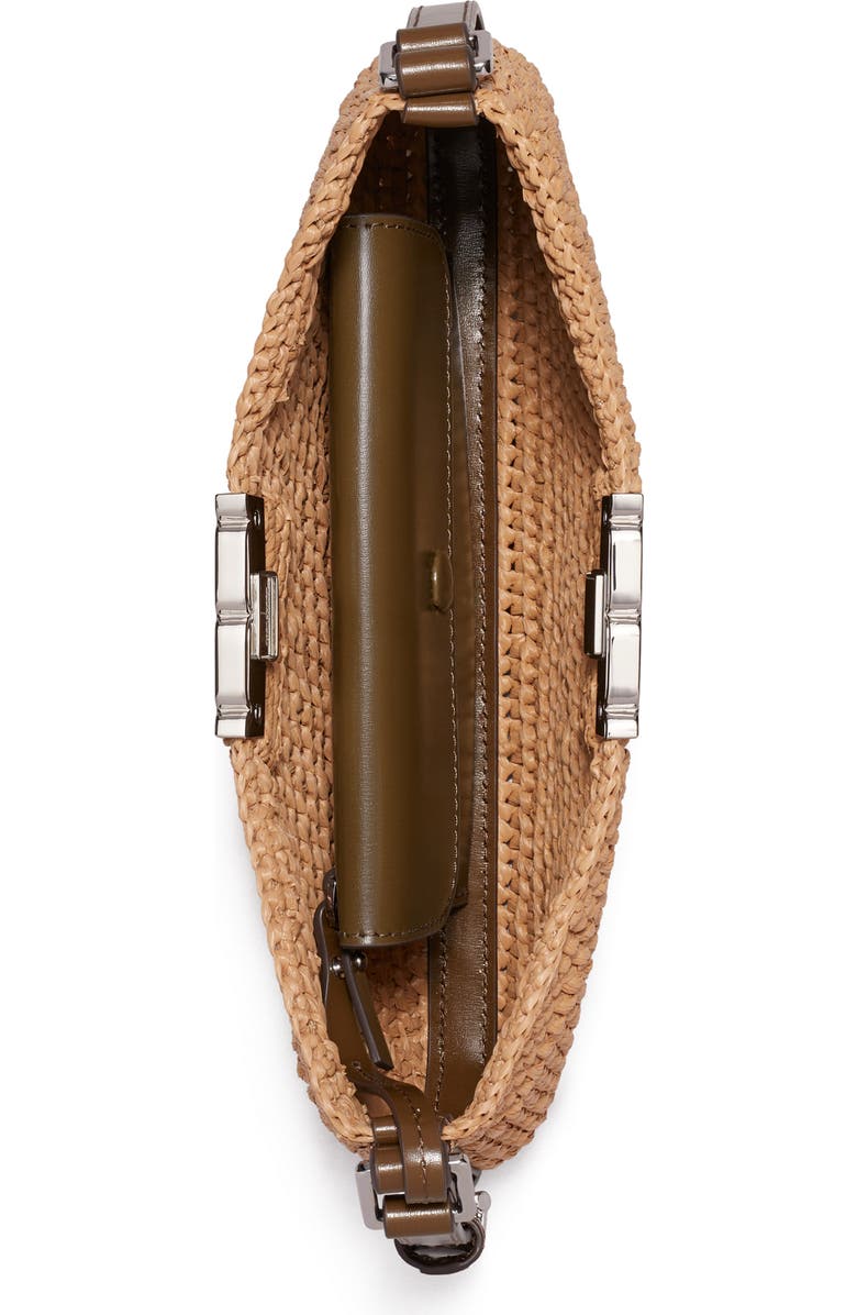 Tory Burch Slim Eleanor Woven Raffia Shoulder Bag, Alternate, color, Honeycomb