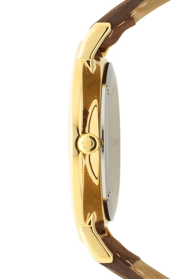 'Lugano' Short Strap Leather Watch, 40mm, Alternate, color, BROWN/ WHITE/ GOLD