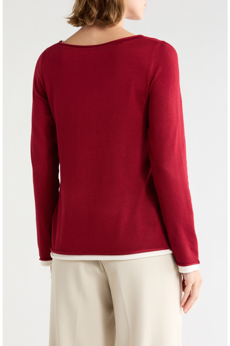 Twofer Sweater, Alternate, color, RED CURRANT / CREAM