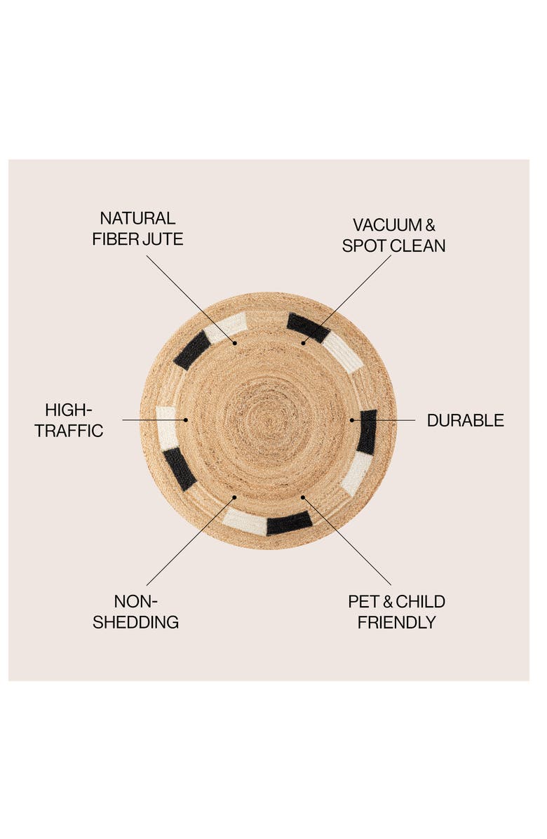 JONATHAN Y Porto Geometric Jute Circle Round Area Rug, Alternate, color, Natural/Cream/Black
