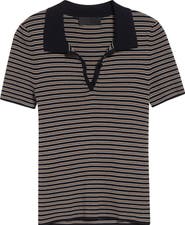 Nili Lotan Gemmatta Stripe Cotton Rib Polo