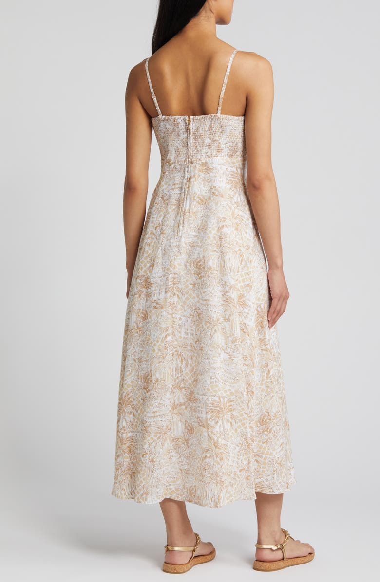 Lilly Pulitzer<sup>®</sup> Jorgian Palm Tree Print Linen Midi Dress, Alternate, color, Sand Bar Palm Beach Paradise