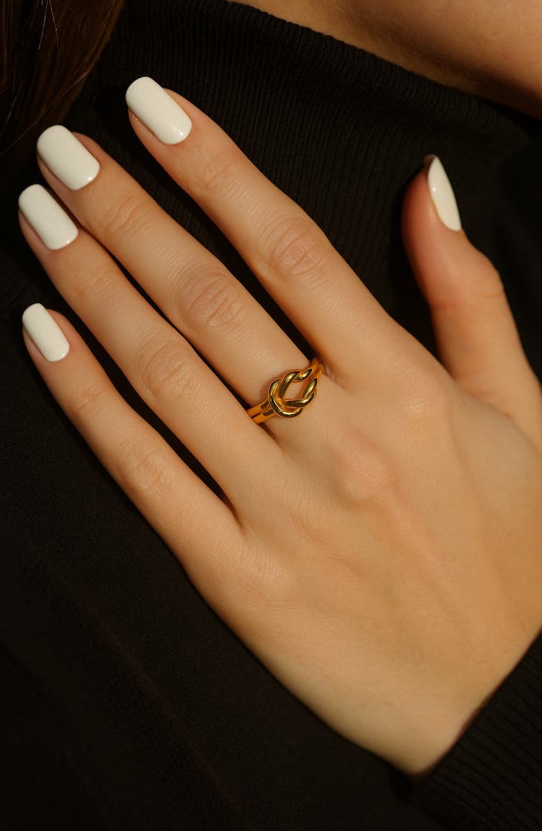 GABI RIELLE Two-Tone Adjustable Parallel Band Ring, Alternate, color, Gold