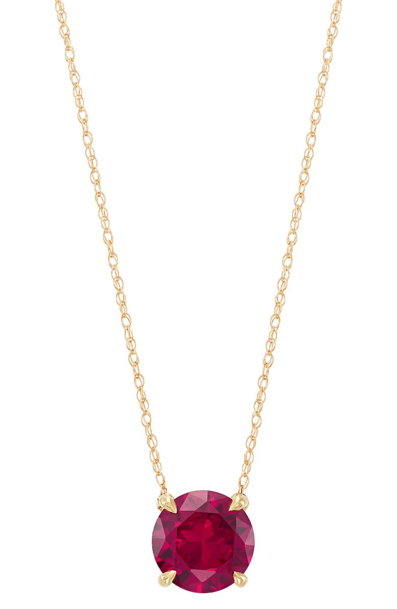 Frankie & Zoe 10K Yellow Gold Lab Grown Ruby Pendant Necklace, Main, color, Yellow Gold/ Ruby