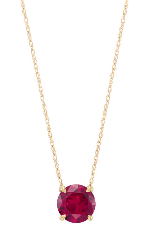 10K Yellow Gold Lab Grown Ruby Pendant Necklace
