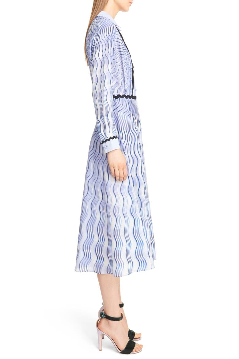 Snuffbox Print Silk & Cotton Midi Shirtdress, Alternate, color, BABY BLUE SNUFFBOX