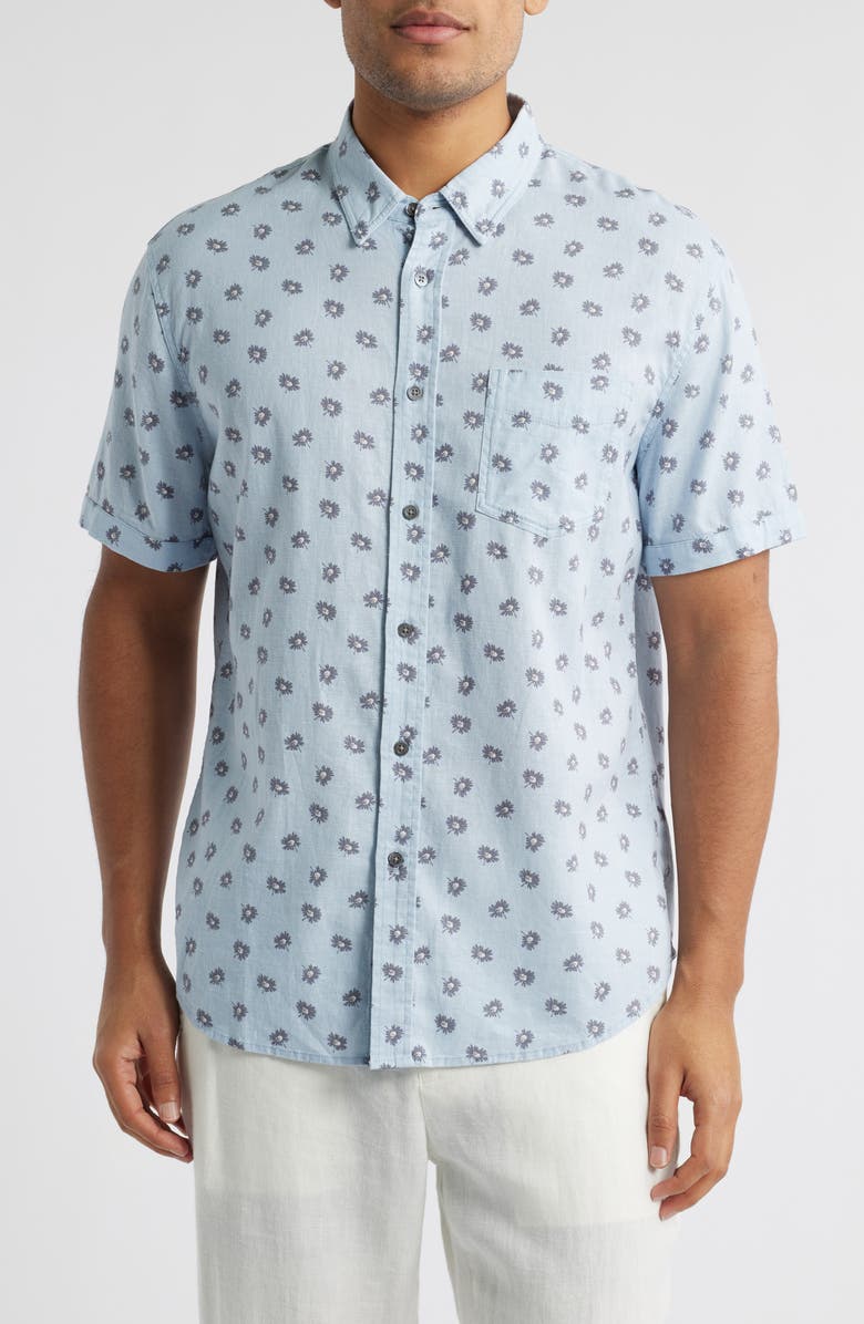 Rails Carson Short Sleeve Stretch Linen Blend Button-Up Shirt, Main, color, 