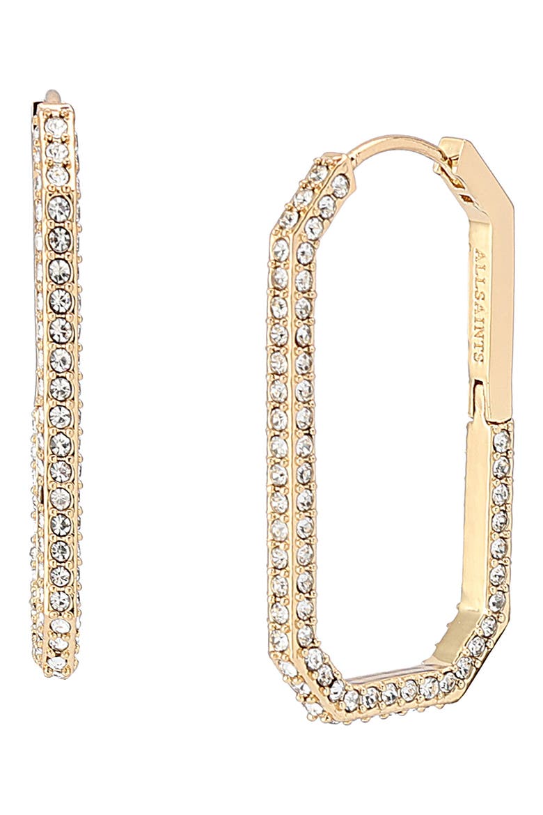 Hattie Crystal Geometric Hoop Earrings, Main, color, GOLD