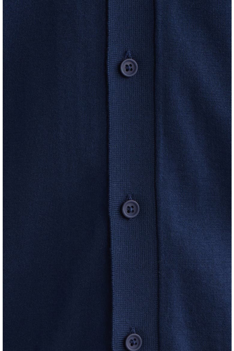 Short Sleeve Button-Up Cotton & Silk Sweater, Alternate, color, DRESS BLUES