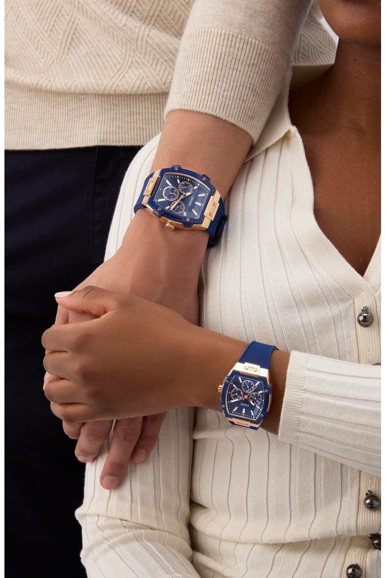 Multifunction Silicone Strap Watch, 35mm, Alternate, color, BLUE