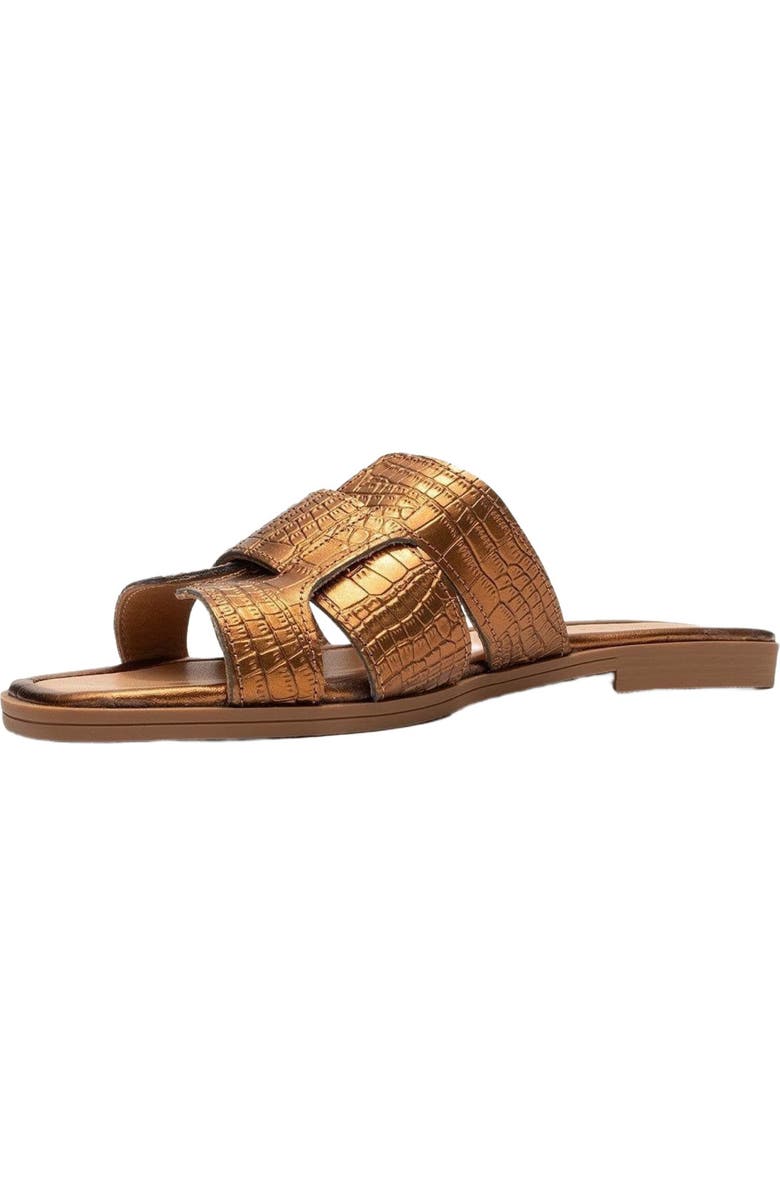Forever & Always Shoes Notre Leather Slide Sandal, Alternate, color, Bronze Leather
