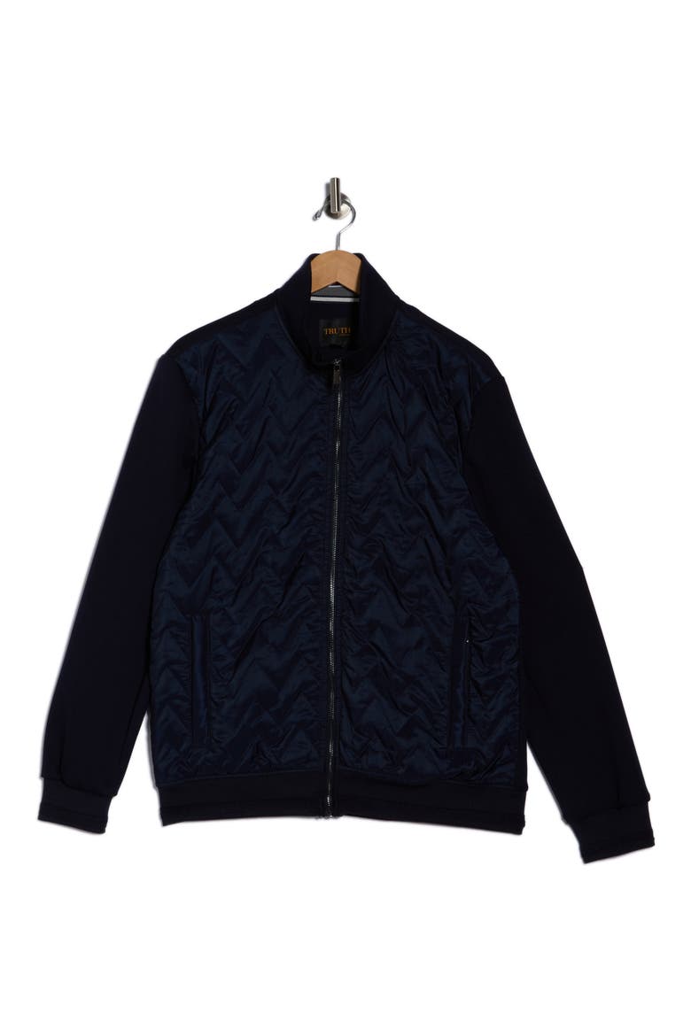 Zigzag Quilted Jacket, Alternate, color, NAVY
