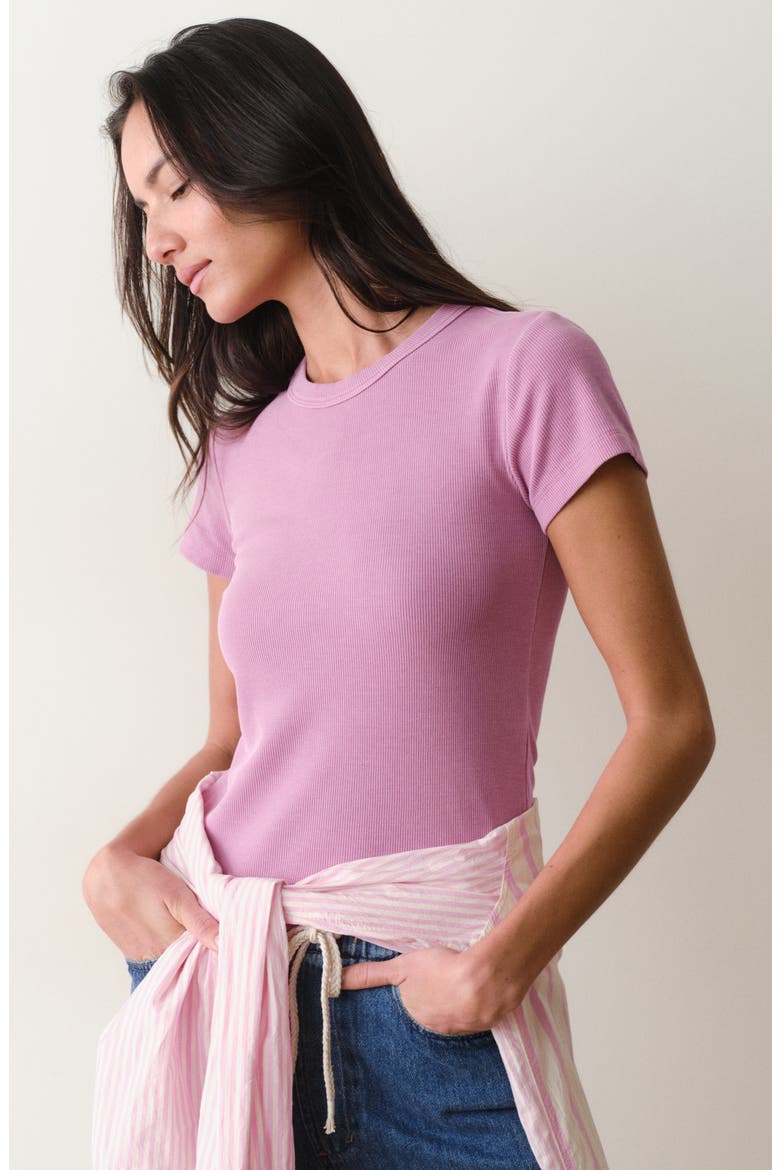 Lexi Rib Sun-In Crewneck T-Shirt, Alternate, color, FADED MAUVE