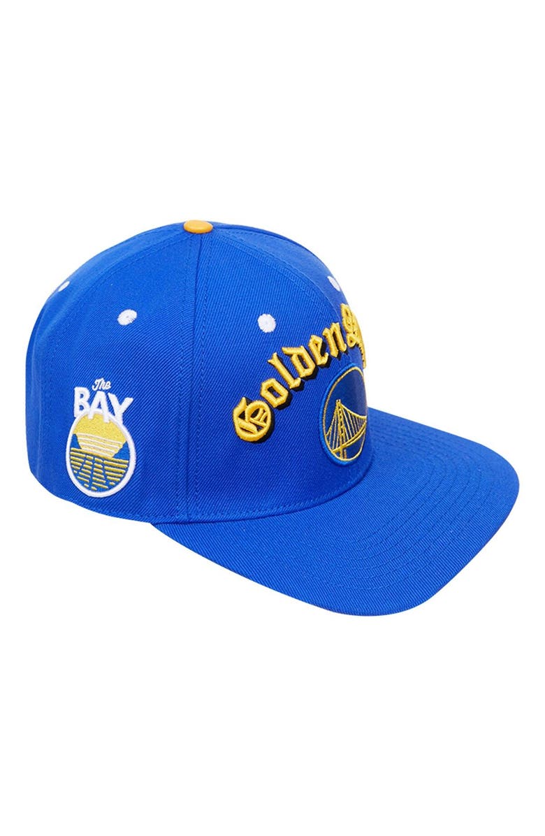 PRO STANDARD Men's Pro Standard Royal Golden State Warriors Old English Snapback Hat, Main, color, 