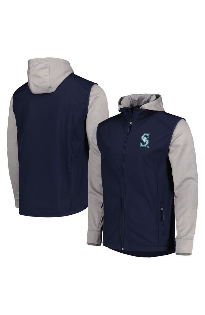 DUNBROOKE Men's Dunbrooke Navy/Heather Gray Seattle Mariners Alpha Full-Zip Jacket, Main, color,