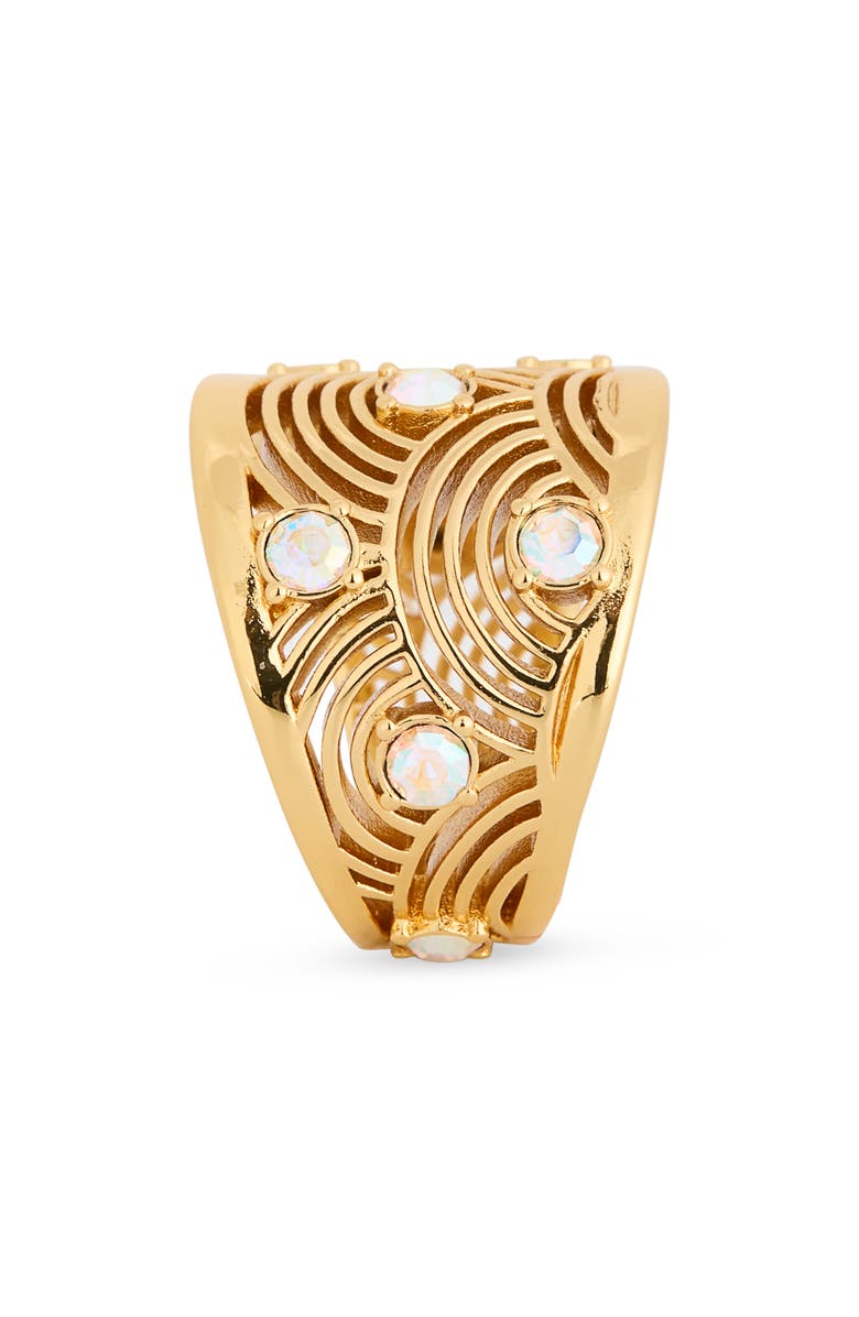 Kurt Geiger London Southbank Crystal Band Ring, Alternate, color, Gold/ Crystal Abalone