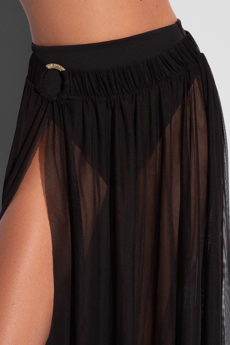 Sheer Slit Mini Cover-Up Skirt, Alternate, color, Black