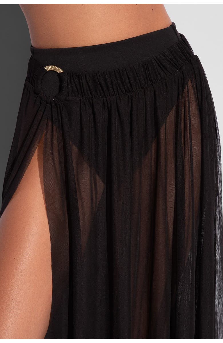 TA3 Sheer Slit Mini Cover-Up Skirt, Alternate, color, Black