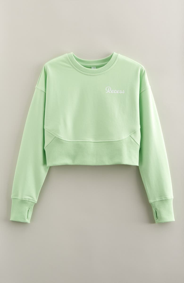 Recess Pickleball x Zella Kids' Court Graphic Sweatshirt, Main, color, Green Verde