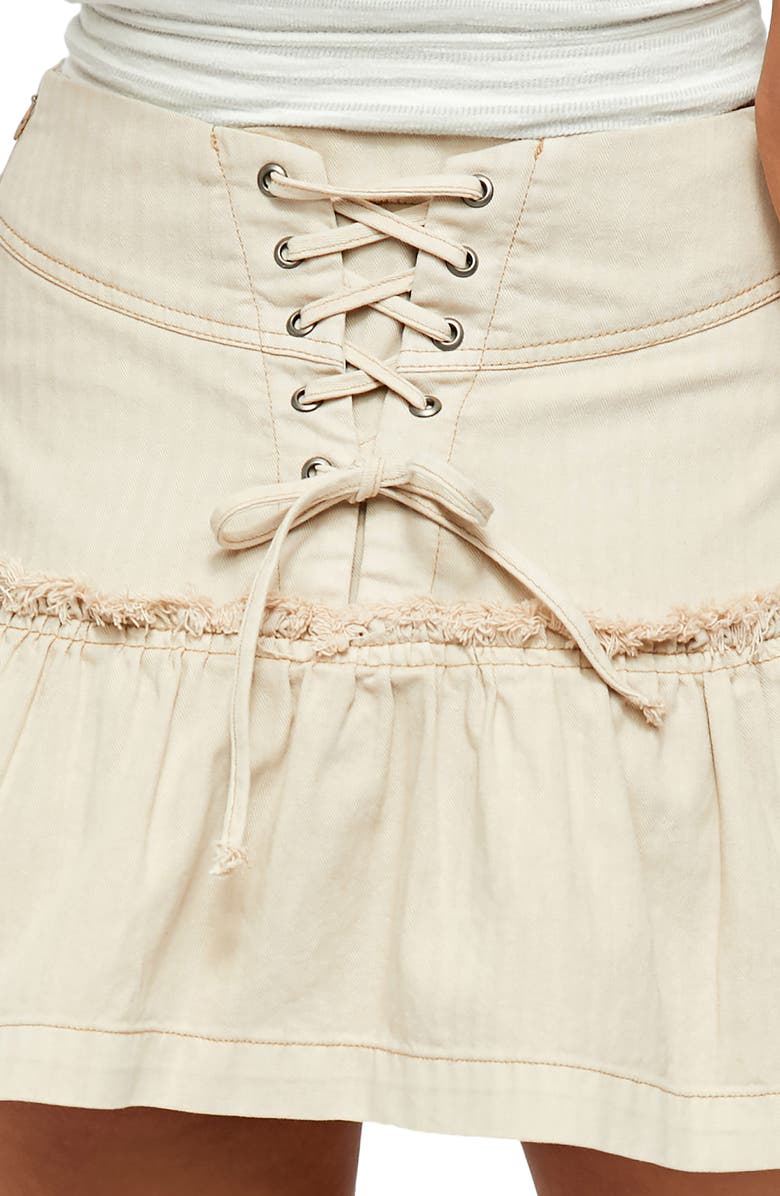 Free People Positano Lace-Up Mini Skirt, Alternate, color,
