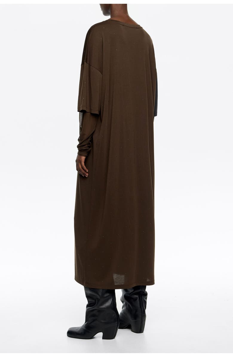 Bimba y Lola Tulle Sleeve Sress, Alternate, color, Dark Brown