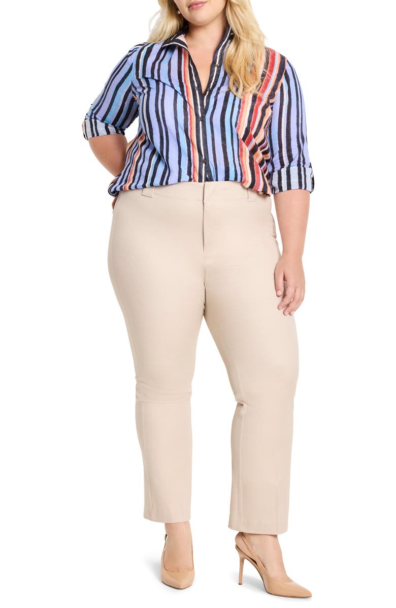 NIC+ZOE Painted Peninsula Cotton Stand Collar Button-Up Shirt, Alternate, color, Blue Multi