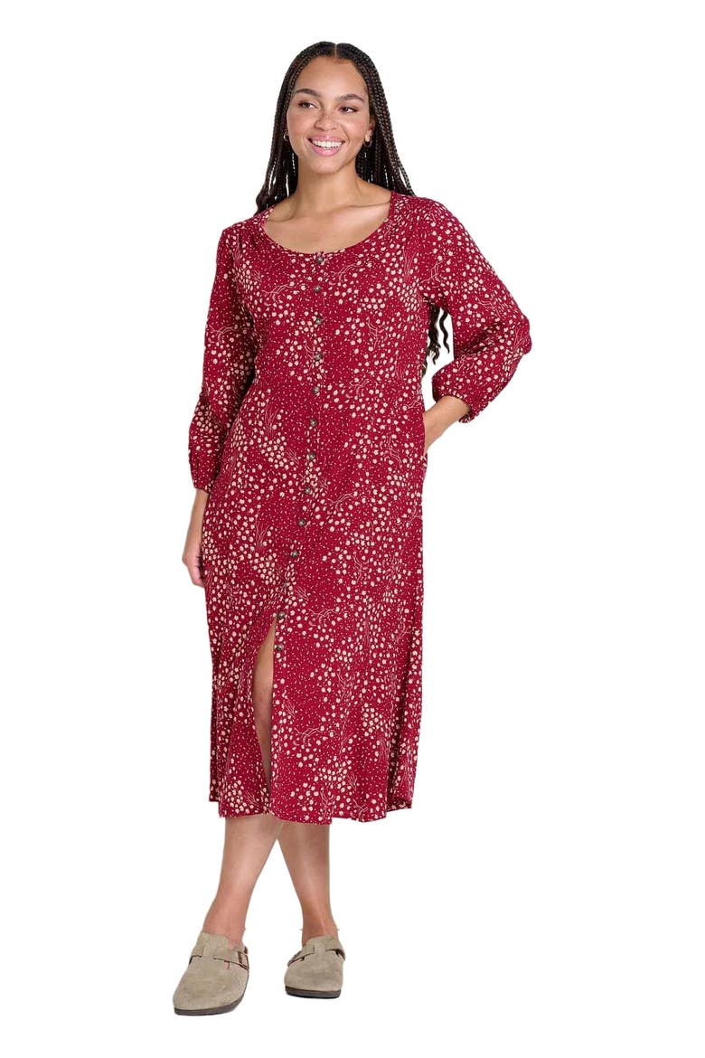 Manzana Paneled Midi Long Sleeve Dress, Main, color, Berry Floral Print
