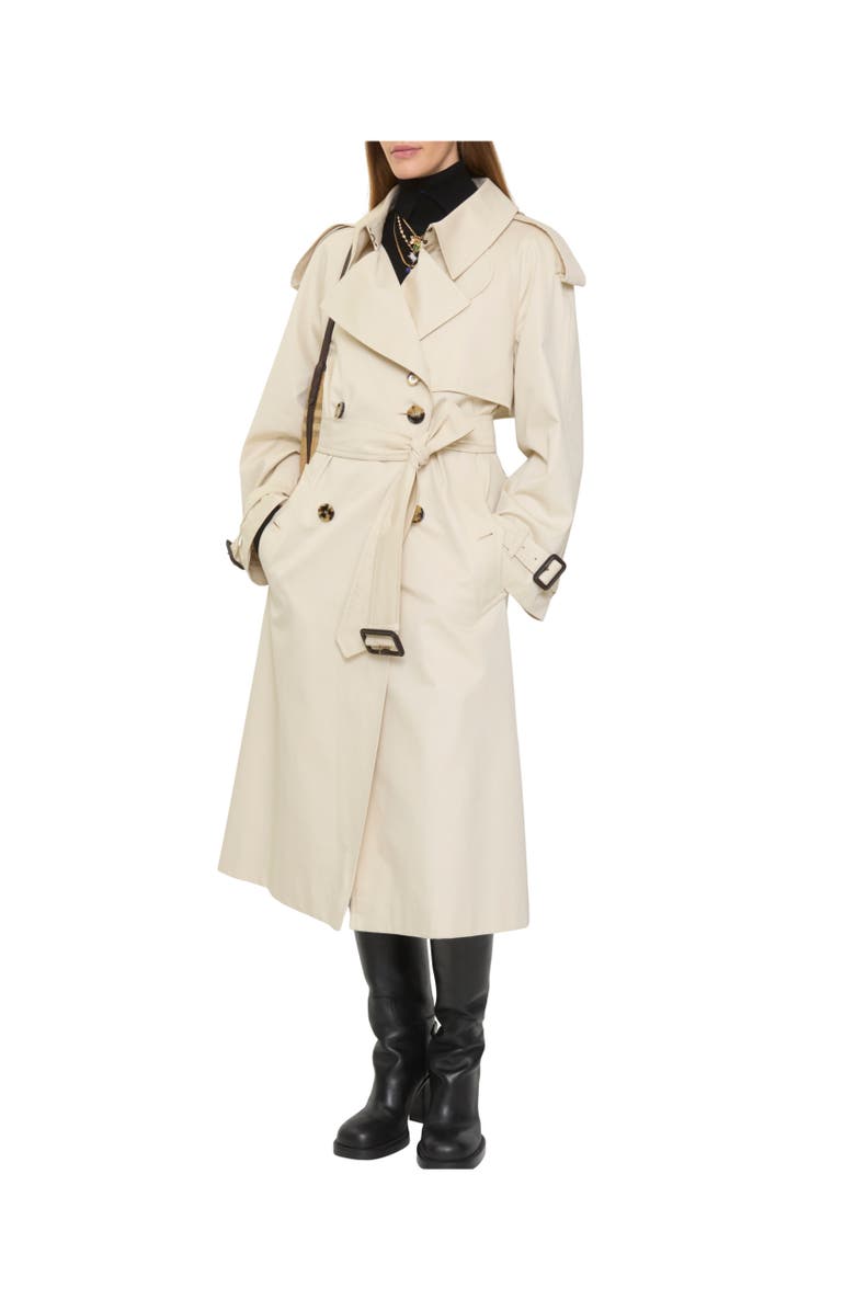 Burberry Long Gabardine Fitzrovia Trench Coat, Alternate, color, Clam Beige