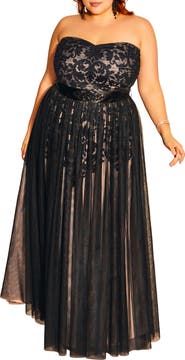 City Chic Strapless Tulle Ballgown