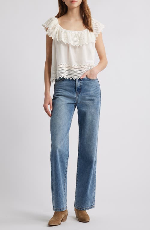 The Great . The Westport Honeycomb Eyelet Cotton Voile Top In White