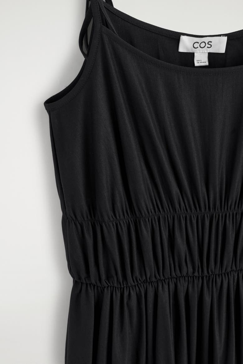 Gathered Jersey Midi Dress, Alternate, color, BLACK