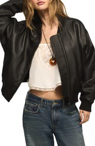 Lucky Brand Leather Bomber Jacket