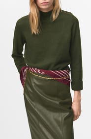 MANGO Shoulder Button Mock Neck Sweater